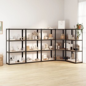 4-level shelving unit, 5 units, made of anthracite gray steel and plywood. by vidaXL, Industrial shelving - Ref: Foro24-31541...