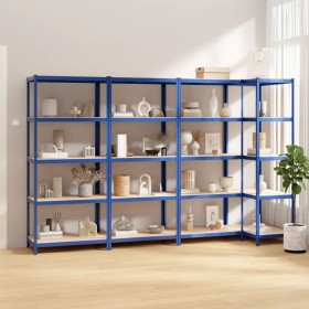 Shelving 5 levels 4 units steel and blue plywood by vidaXL, Industrial shelving - Ref: Foro24-3154158, Price: 141,99 €, Disco...