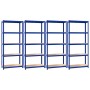 Shelving 5 levels 4 units steel and blue plywood by vidaXL, Industrial shelving - Ref: Foro24-3154158, Price: 141,46 €, Disco...