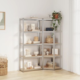 5-level shelving unit, 2 units, steel with plywood in silver color. by vidaXL, Industrial shelving - Ref: Foro24-3154161, Pri...