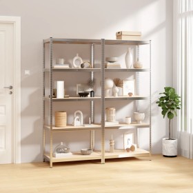 Shelving 5 levels 2 units steel plywood silver by vidaXL, Industrial shelving - Ref: Foro24-3154155, Price: 82,78 €, Discount: %