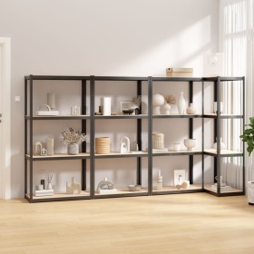 4-level shelving unit, 4 units, steel and anthracite gray plywood by vidaXL, Industrial shelving - Ref: Foro24-3154142, Price...