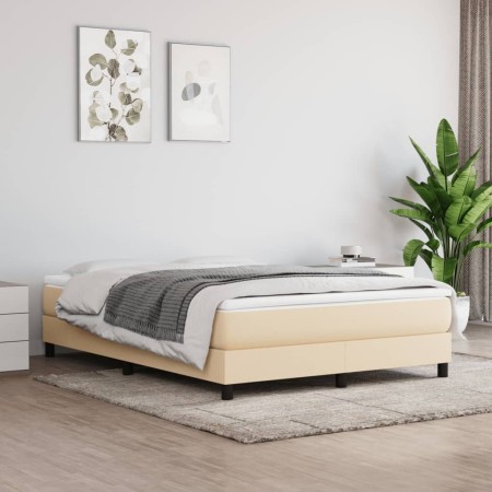 Cama box spring con colchón tela color crema 140x190 cm de vidaXL, Camas y somieres - Ref: Foro24-3144074, Precio: 399,24 €, ...