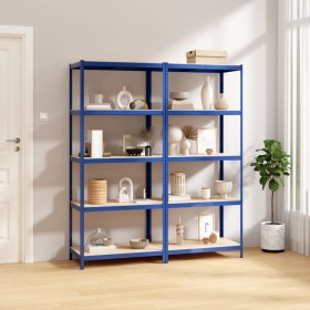 Shelving 5 levels 2 units steel and blue plywood by vidaXL, Industrial shelving - Ref: Foro24-3154157, Price: 88,34 €, Discou...