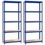 Shelving 5 levels 2 units steel and blue plywood by vidaXL, Industrial shelving - Ref: Foro24-3154157, Price: 88,21 €, Discou...