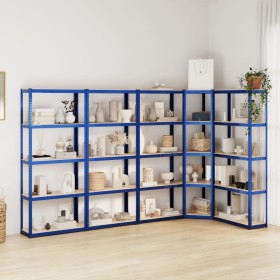 5-level shelf, 5 units, steel and blue plywood by vidaXL, Industrial shelving - Ref: Foro24-3154168, Price: 198,48 €, Discoun...