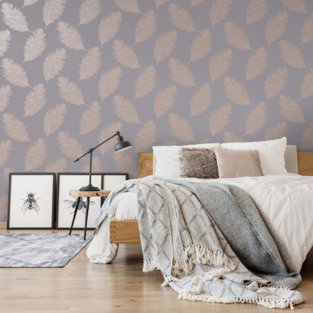 DUTCH WALLCOVERINGS Papel pintado Fawning Feather gris y oro rosa de DUTCH WALLCOVERINGS, Papel pintado - Ref: Foro24-437412,...