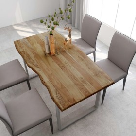 Mesa de comedor de madera maciza de acacia 154x80x76 cm de vidaXL, Mesas de cocina y de comedor - Ref: Foro24-286477, Precio:...