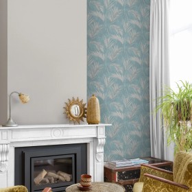 DUTCH WALLCOVERINGS Tapete in Blau und Grau von Palm Springs von DUTCH WALLCOVERINGS, Bemaltes Papier - Ref: Foro24-437385, P...