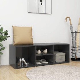 Plywood gray glossy shoe bench 105x35x35 cm by vidaXL, Shoe racks and shoe organizers - Ref: Foro24-804471, Price: 35,99 €, D...