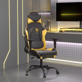 Gaming-Stuhl mit Fußstütze aus schwarzgoldenem Kunstleder von vidaXL, Gaming-Stühle - Ref: Foro24-3143655, Preis: 113,45 €, R...