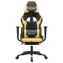 Gaming-Stuhl mit Fußstütze aus schwarzgoldenem Kunstleder von vidaXL, Gaming-Stühle - Ref: Foro24-3143701, Preis: 129,45 €, R...