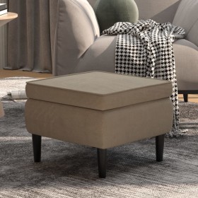 Hocker mit Holzbeinen aus hellgrauem Samt von vidaXL, Klapphocker und Stühle - Ref: Foro24-329436, Preis: 66,99 €, Rabatt: %