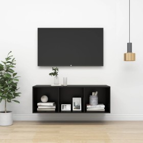 Black plywood TV wall cabinet 37x37x107 cm by vidaXL, TV Furniture - Ref: Foro24-805481, Price: 49,99 €, Discount: %