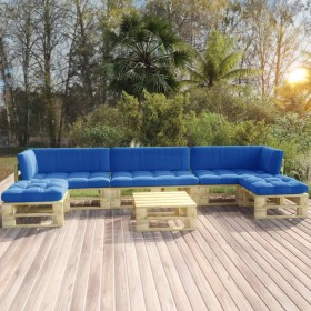 6-piece pallet furniture and green impregnated pine wood cushions by vidaXL, Garden sets - Ref: Foro24-3066910, Price: 556,99...