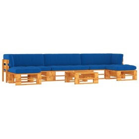 6-piece pallet furniture and honey-impregnated pine wood cushions by vidaXL, Garden sets - Ref: Foro24-3066958, Price: 494,79...