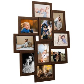 Collage frame for photos 10x(10x15 cm) dark brown MDF by vidaXL, Photo frames - Ref: Foro24-332778, Price: 33,77 €, Discount: %