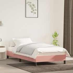 Pink velvet bed frame 90x190 cm by vidaXL, Beds and slatted bases - Ref: Foro24-346951, Price: 86,88 €, Discount: %