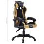 Silla gaming con luces LED RGB cuero sintético dorado y negro de vidaXL, Sillas de oficina - Ref: Foro24-287998, Precio: 187,...