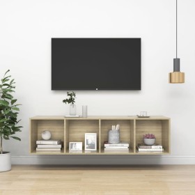 Mueble TV pared contrachapada color roble Sonoma 37x37x142,5 cm de vidaXL, Muebles TV - Ref: Foro24-805492, Precio: 58,99 €, ...