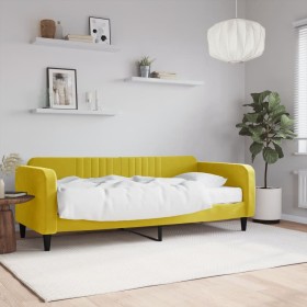 Sofa bed with yellow velvet mattress 90x200 cm by vidaXL, Beds and slatted bases - Ref: Foro24-3197044, Price: 333,83 €, Disc...