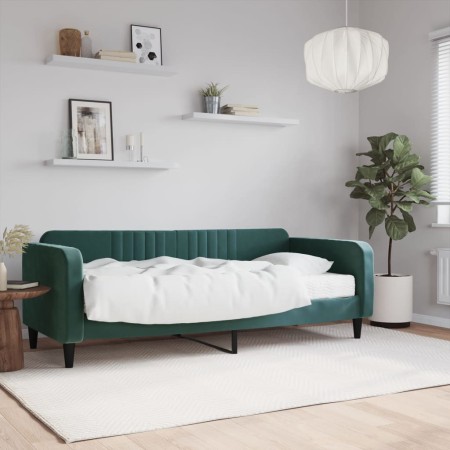 Sofá cama con colchón terciopelo verde oscuro 90x200 cm de vidaXL, Camas y somieres - Ref: Foro24-3197041, Precio: 338,99 €, ...