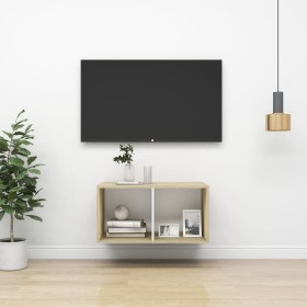 Mueble TV de pared madera contrachapada blanco roble 37x37x72cm de vidaXL, Muebles TV - Ref: Foro24-805476, Precio: 37,99 €, ...