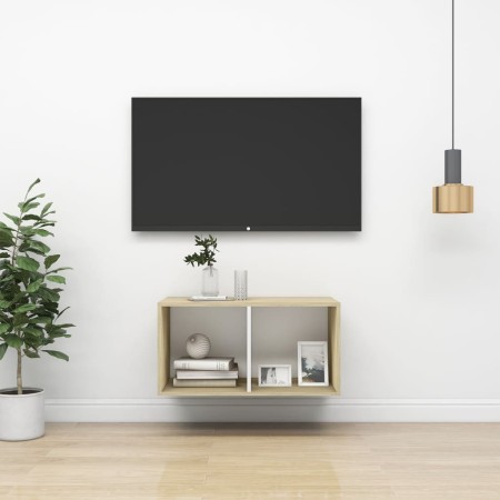 Mueble TV de pared madera contrachapada blanco roble 37x37x72cm de vidaXL, Muebles TV - Ref: Foro24-805476, Precio: 37,99 €, ...