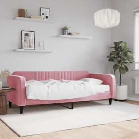 Sofa bed with pink velvet mattress 90x200 cm by vidaXL, Beds and slatted bases - Ref: Foro24-3197042, Price: 349,99 €, Discou...