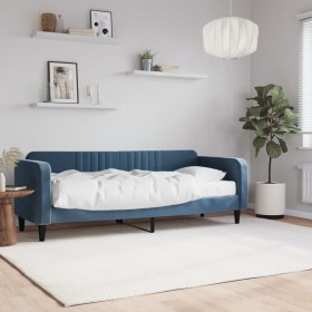 Sofa bed with blue velvet mattress 80x200 cm by vidaXL, Beds and slatted bases - Ref: Foro24-3197031, Price: 323,88 €, Discou...