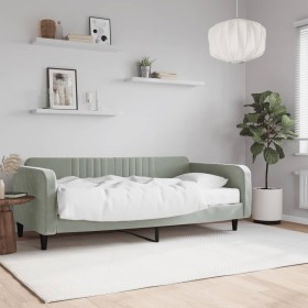 Sofa bed with light gray velvet mattress 100x200 cm by vidaXL, Beds and slatted bases - Ref: Foro24-3197046, Price: 391,62 €,...