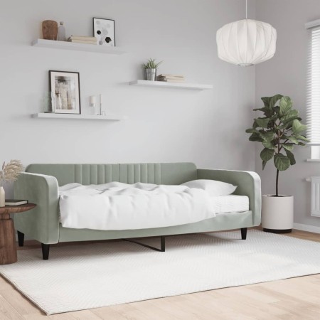 Sofa bed with light gray velvet mattress 100x200 cm by vidaXL, Beds and slatted bases - Ref: Foro24-3197046, Price: 391,62 €,...