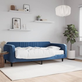 Sofa bed with blue velvet mattress 100x200 cm by vidaXL, Beds and slatted bases - Ref: Foro24-3197045, Price: 348,99 €, Disco...