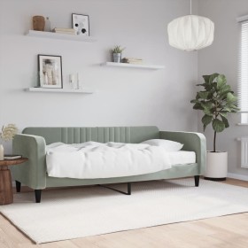 Sofa bed with light gray velvet mattress 90x200 cm by vidaXL, Beds and slatted bases - Ref: Foro24-3197039, Price: 342,04 €, ...