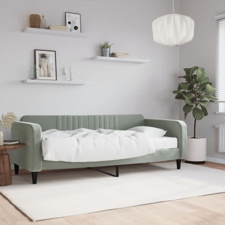 Sofá cama con colchón terciopelo gris claro 90x200 cm de vidaXL, Camas y somieres - Ref: Foro24-3197039, Precio: 342,04 €, De...