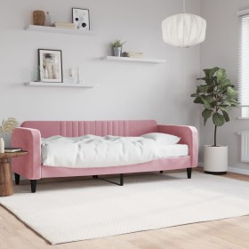 Sofa bed with pink velvet mattress 80x200 cm by vidaXL, Beds and slatted bases - Ref: Foro24-3197035, Price: 311,13 €, Discou...