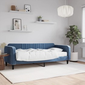 Sofa bed with blue velvet mattress 90x200 cm by vidaXL, Beds and slatted bases - Ref: Foro24-3197038, Price: 341,99 €, Discou...