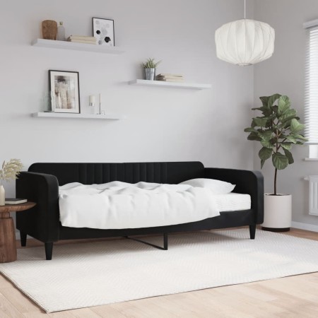 Sofá cama con colchón terciopelo negro 90x200 cm de vidaXL, Camas y somieres - Ref: Foro24-3197043, Precio: 339,43 €, Descuen...