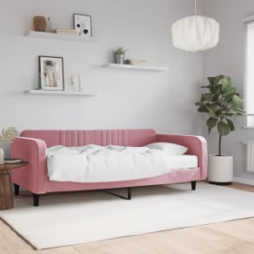 Sofa bed with pink velvet mattress 100x200 cm by vidaXL, Beds and slatted bases - Ref: Foro24-3197049, Price: 328,99 €, Disco...