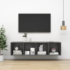 Glossy gray plywood wall TV cabinet 37x37x142.5 cm by vidaXL, TV Furniture - Ref: Foro24-805497, Price: 60,99 €, Discount: %