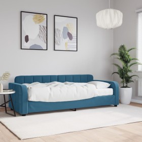 Sofa bed with blue velvet mattress 80x200 cm by vidaXL, Beds and slatted bases - Ref: Foro24-3196897, Price: 337,99 €, Discou...