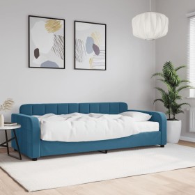 Sofa bed with blue velvet mattress 90x200 cm by vidaXL, Beds and slatted bases - Ref: Foro24-3196904, Price: 374,99 €, Discou...