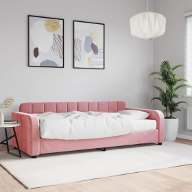 Sofa bed with pink velvet mattress 90x200 cm by vidaXL, Beds and slatted bases - Ref: Foro24-3196908, Price: 359,64 €, Discou...