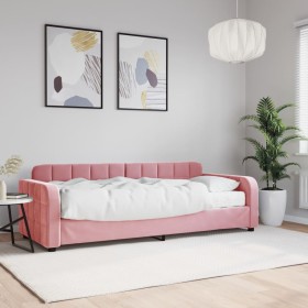 Sofa bed with pink velvet mattress 80x200 cm by vidaXL, Beds and slatted bases - Ref: Foro24-3196901, Price: 328,65 €, Discou...