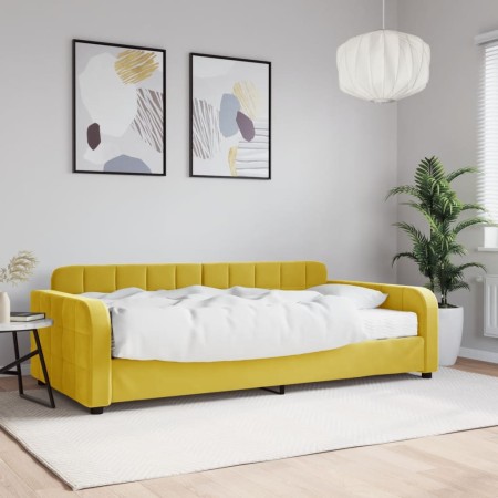 Sofa bed with yellow velvet mattress 100x200 cm by vidaXL, Beds and slatted bases - Ref: Foro24-3196917, Price: 385,91 €, Dis...