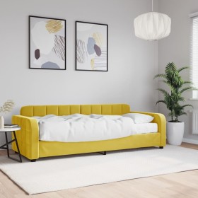 Sofa bed with yellow velvet mattress 80x200 cm by vidaXL, Beds and slatted bases - Ref: Foro24-3196903, Price: 324,09 €, Disc...