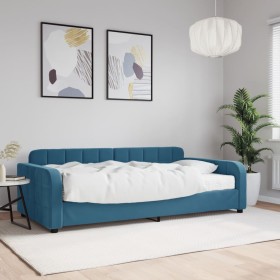 Sofa bed with blue velvet mattress 100x200 cm by vidaXL, Beds and slatted bases - Ref: Foro24-3196911, Price: 380,27 €, Disco...