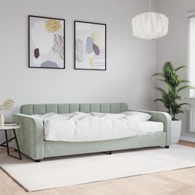 Sofa bed with light gray velvet mattress 100x200 cm by vidaXL, Beds and slatted bases - Ref: Foro24-3196912, Price: 395,27 €,...