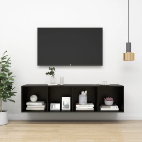 Black plywood wall TV cabinet 37x37x142.5 cm by vidaXL, TV Furniture - Ref: Foro24-805490, Price: 62,07 €, Discount: %