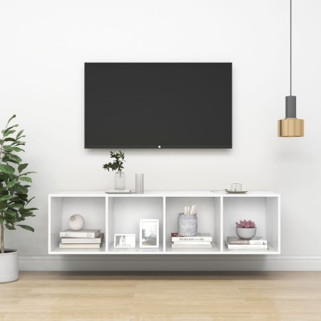 TV de pared con madera contrachapada blanco 37x37x142,5 cm de vidaXL, Muebles TV - Ref: Foro24-805489, Precio: 57,62 €, Descu...